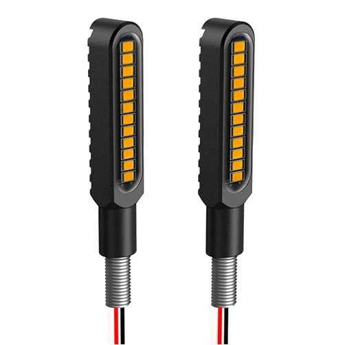 BlyilyB Waterproof Motorcycle Blinkers Indicator Turn Signal Amber Flowing Sequential Universal Lamp (Pack of 2)