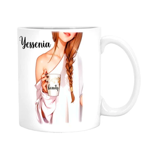 Generic Custom Name Coffee Mug Name Yessenia 11oz White Mug Coffee Cup Floral Design - Personalized Gift Sister, Mom, Girlfriend for Her - Mug with Name 11 Oz White Ceramic Coffee Mug 041570