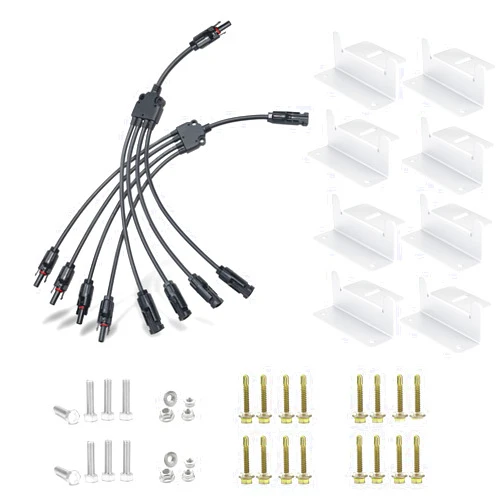 ECO-WORTHY Solar Connectors Y Branch 1 to 4 Parallel PV Adapter Cable Wire Plug Tool Kit with 8 Units Solar Panel Mounting Z Brackets
