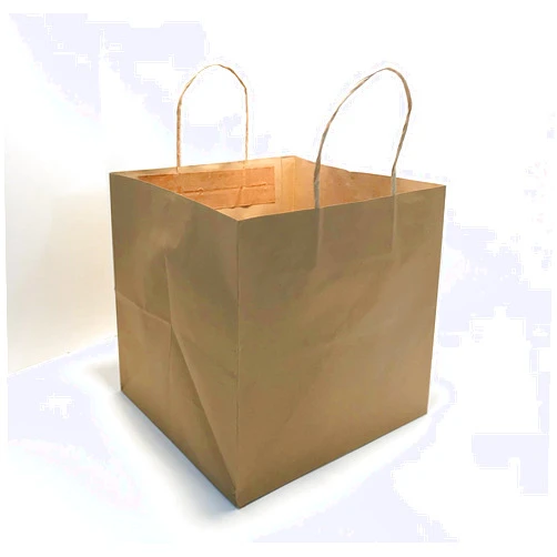ZT Packaging Take Out Bag 10 x 9.85 x 10 Wide Gusset Recycled Paper Shopping Bag; 250Pcs Food Service Kraft Bag for 9