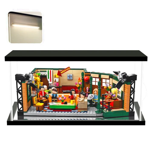 NONEMEY Clear Acrylic Display Case with Remote Control Light for Collectibles, Dustproof Model Showcase Organizer Box, Display Case for Collectibles (13.8x10x6inch,35x25x15cm)