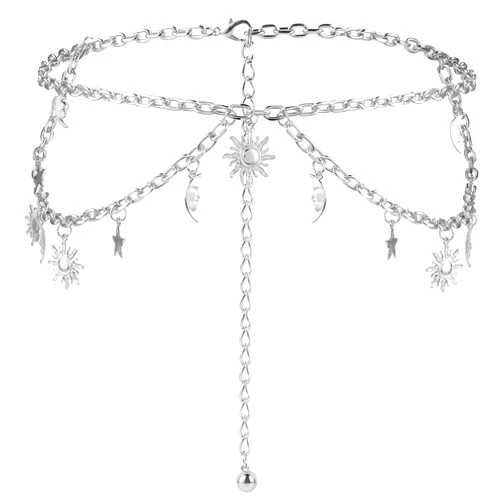Amaxiu Double Layer Women Metal Chain Belt, Adjustable Waist Link Belt Skinny Waistband Chain Decor Belts for Dresses Jeans