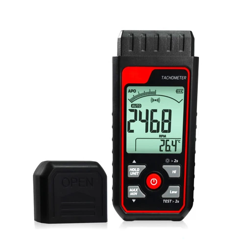 DANOPLUS Digital Tachometer Noncontact Laser Photo Sensor Rotation Speed Tach Meter, 2.5-99999 RPM Range High Accuracy with Alarm Function Backlight Analog Bar Scale Data Hold Max/Min/AVG Large LCD