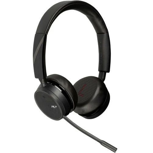 Plantronics - Voyager 4220 UC USB-A (Poly) - Bluetooth Dual-Ear (Stereo) Headset - Connect to PC, Mac, & Desk Phone - Noise Canceling - Works with Teams, Zoom & more
