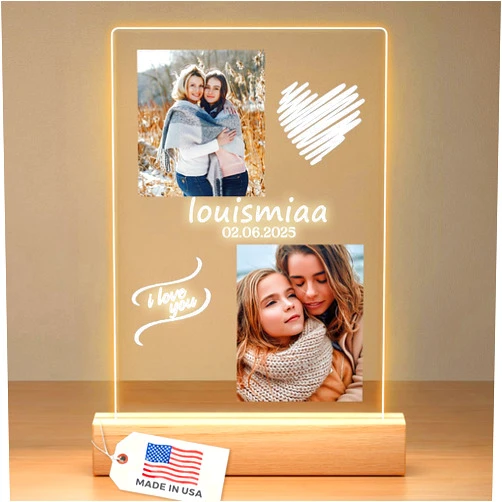 Louismiaa life art home LOUISMIAA Custom Picture Frames Night Light,Personalized Photo Frame,Customized Picture Frame,Personalized Anniversary Birthday Valentine's Day Gifts for Women Men Same Day Shiping