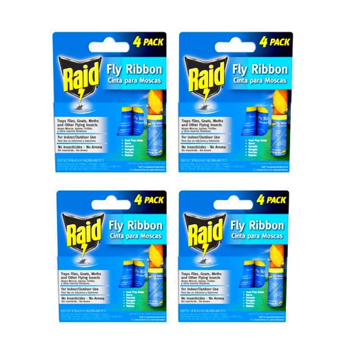 Raid® Fly Ribbon, Fly Traps for Indoors and Outdoors, 4 Pack