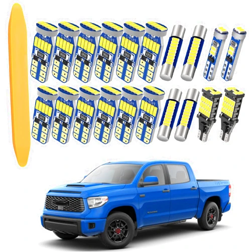WEIMELTOY LED Interior Light Kit Package for Toyota Tundra 2007-2021 Interior Map Dome Lights + Vanity Mirror Lights + License Plate Light + Install Tool etc. (20pcs LED bulbs total)