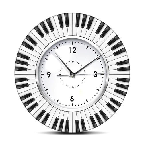 OTKU 30cm Silent Wall Clock Do Re Mi Piano Keyboard Wall Clock Music Themed Silent Wall Clock Music Studio Wall Art Decor Musician Pianist Teacher Gift for Modern Home Decor