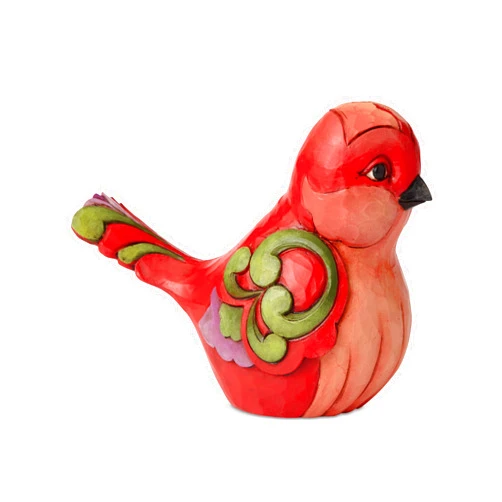 Enesco Jim Shore Heartwood Creek Floral Red Floral Bird Fine Feather Figurine, 4.02 Inch, Multicolor