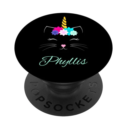 Zum2 Phyllis Name Gifts Phyllis Name Gift Personalized Cat Unicorn PopSockets Grip and Stand for Phones and Tablets