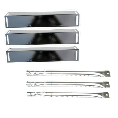 Direct Store Parts Kit DG116 Replacement for BBQ Grillware GGPL-2100 Gas Grill Burners, Heat Plates-3 Pack (Stainless Steel Burner + Porcelain Steel Heat Plate)