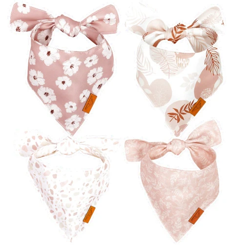 Remy+Roo Extra Large Spring Dog Bandanas - 4 Pack Shannon Set | Premium Durable Adjustable Polyester Fabric | Patented Shape Girl Dog Bandana, Floral Dog Bandana | Ideal for Birthday Party