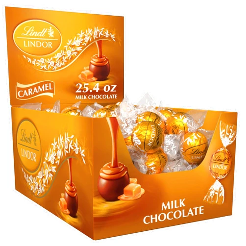 Lindt LINDOR Caramel Milk Chocolate Truffles, Easter Chocolate Candy with Smooth, Melting Truffle Center, 25.4 oz., 60 Count