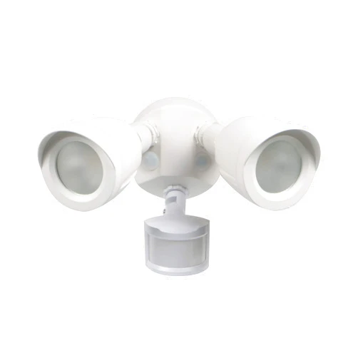 Satco 65/711 Dual Bullet-Head Security Flood Light, with Motion Sensor, 3000K, White