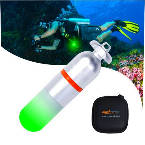 ORCATORCH SD01PRO Upgraded Bright Dive Signal Light, Submersible Beacon Mini Tank Marker Light with Constant and Flashing Modes, for Scuba Diving and Night Time Visibility (Green)