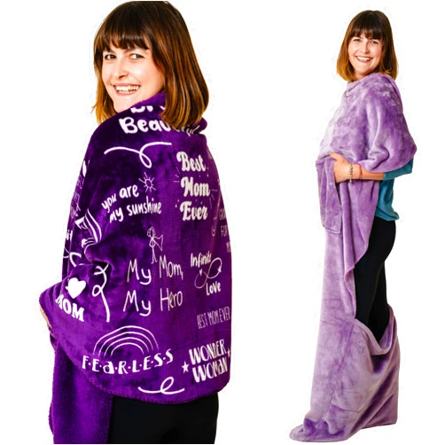 EzrAllora Mothers Day Comfort Bundle: Double Layer Sherpa Poncho & Plush Fleece Foot Pocket Blanket - Perfect Cozy Gift for Mom from Daughter, Warm Shoulder and Lap Set