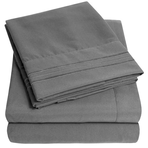 Sweet Home Collection 1500 Supreme Collection Extra Soft RV Short Queen Sheets Set, Gray - Luxury Bed Sheets Set with Deep Pocket Wrinkle Free Hypoallergenic Bedding, Over 40 Colors, RV Short Queen Size, Gray