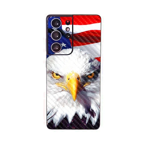 MIGHTY SKINS MightySkins Carbon Fiber Skin Compatible with Samsung Galaxy S21 Ultra - America Strong | Protective, Durable Textured Carbon Fiber Finish | Easy to Apply | Made in The USA