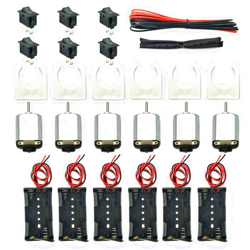 EUDAX 6 Set Small DC motor Mini Electric Hobby Motors 1.5V-3V 24000RPM with 2x1.5V AA Battery Holder Case,Motor Bracket,Rocker Switch and 12Pcs 25cm Electronic wire for DIY toys