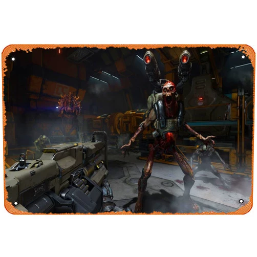 PIMPANT Doom GameDoom game, Doom 4, Id Software, Video Games, Shooter, First person Shooter Wallpapers HD / Desktop and Mobile Backgrounds Retro Metal Sign for Garden Club Outdoor Indoor Home Wall Decorative 8x12 inch