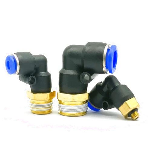 HTNAFONI PL Elbow Pneumatic Fitting 1/4 3/8 1/2 1/8 Male Thread L Shape Push In Hose OD 6 8 10mm 12mm Air Quick Connector 1Pcs(PL4-M5)