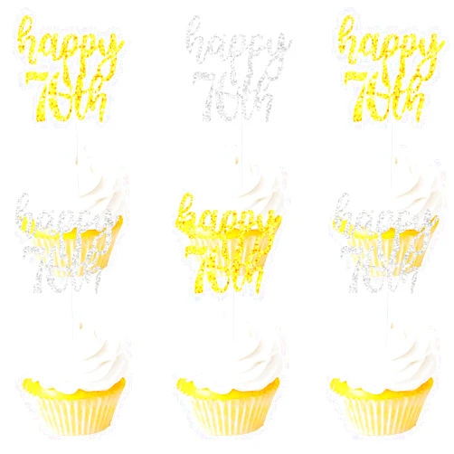 Lisimy 18PCS Happy 70th Cupcake Topper Picks for Birthday Party Cheer to 70 Years Old Theme Party Decoration Supplies Celebrating Anniversary Gold silver Glitter