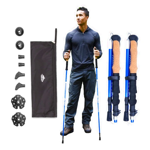 Cascade Mountain Tech Lightweight Aircraft-Grade Aluminum Trekking Poles with Extended Down Grip Plus Tip Kit
