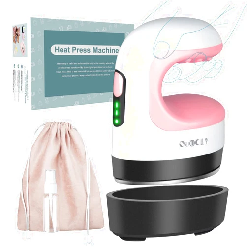 QuuCLY Mini Heat Press Machine, Mini Irons for Crafts,Portable Heat Press Easy for T-Shirts, Shoes, Hats and Small HTV Vinyl Projects Transfer(Pink)