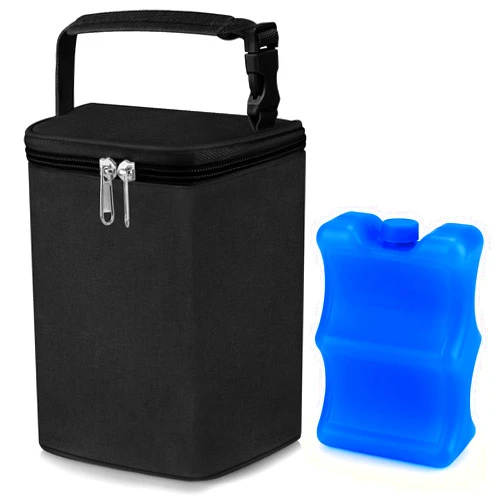 Accmor Breastmilk Cooler Bag with Ice Pack, Baby Bottle Cooler Bags, Insulated Bottle Cooler Tote Bags On The Go, Fits 4 Large 8oz Bottles, for Nursing Mom Daycare Travel, Black