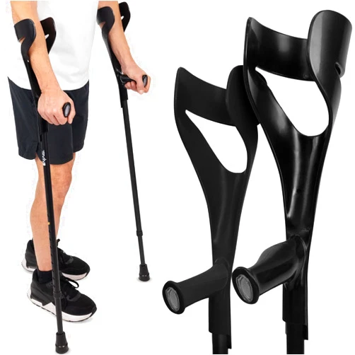 Vive Forearm Crutches (Pair) - Adjustable, Lightweight Arm Crutches Forearm for Adults - Ergonomic Arm Crutch Cuff and Comfortable Handles - Heavy Duty Crutches Non Slip Skid Replaceable Rubber Tips