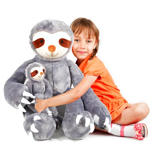 Libima 2 Pcs Large Sloth Stuffed Animal Plush 40in Mommy Stuffed Sloth Plush with 18in Babies Sloth Toys for Children Happy New Year Gift