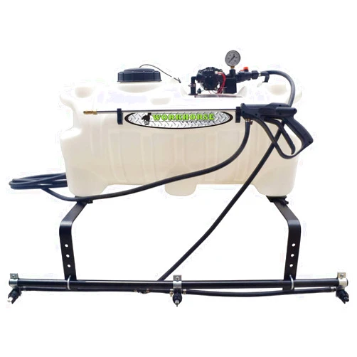 WORKHORSE SPRAYERS Workhorse ATV2503 White, 3 Nozzle Boom Sprayer - 25 gal. Polyethylene Tank ATV Sprayer with 60 PSI Hand Gun, 15ft. Hose