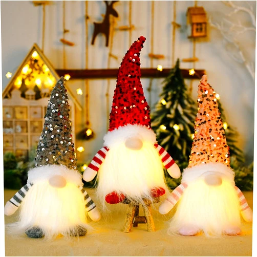 Generic 3 Pcs Christmas Gnomes Plush with Light, 12-inch Handmade Santa Gnomes Plush with Tall Hat, Christmas Decoration Ornaments, Gnome Decor for Thanksgiving Gift Xmas Table Decor