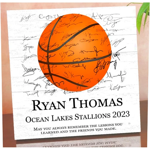 Broad Bay Sports Plaque Custom Recognition Award High School and College Senior Season End Gift or MVP - Solid Wood - Free-Standing or Wall-Hanging - 10.5x10.5 Inches