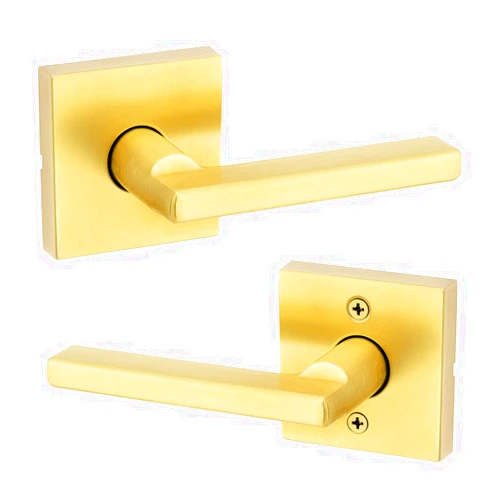 Kwikset Halifax Interior Passage Door Handle, Lever For Closet and Hallway Doors, Reversible Non-Locking Handle Lever, Satin Brass, with Microban Protection