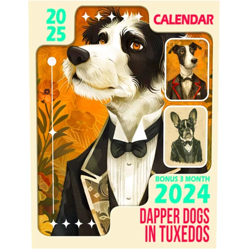 Anita Pittman Dapper Dogs in Tuxedos Calendar 2025: 15 Months From Oct 2024 to Dec 2025 for Organizing & Planning with the Vintage Animal for Adults| Perfect Gift for Birthday, All Holiday