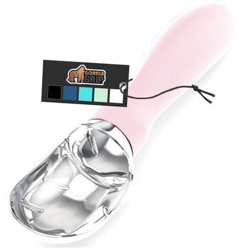 Gorilla Grip Heavy Duty Ice Cream Scoop with Comfortable Handle, Professional Grade Scooper for Perfect Round Scoops, Spoon Frozen Hard Gelato, Sorbet, Cookie Dough, BPA-Free Kitchen Tool, Pink