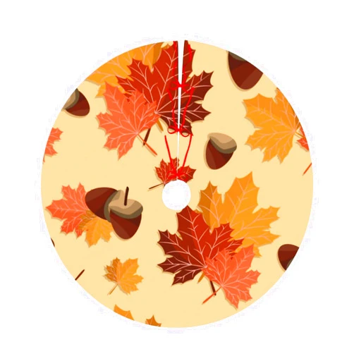 Deaowangluo Fall Harvest Autumn Leave Nut Christmas Tree Skirt, 30'' Xmas Skirt for Merry Party Decoration