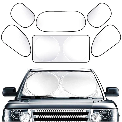 KNNSRE Car Windshield Sun Shade 6 Pieces Set car Window Shade Front Windshield Shades UV Rays Sun Visor Protector Easy to Use Fits Windshields of Various Sizes…