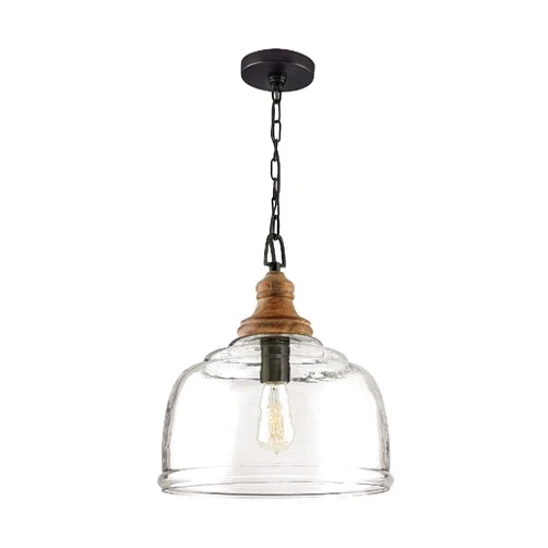 Capital Lighting Fixture Company Capital Lighting 330318YG Julian Coastal Style Clear Organic Rippled Glass Dome Pendant, 1-Light 100 Watt, 16