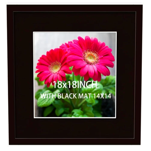 SKAOTUS 18x18 Picture Frame Black Solid Wood for Black Mat 14x14 Wall Mounting Square Poster Frames