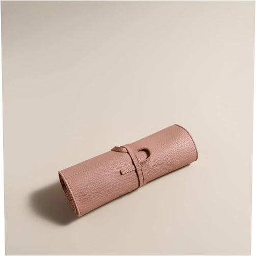 OLETHA Aesthetic Roll-up Makeup Brush Holder, Travel Make up Brushes Organizer, Ask Pink