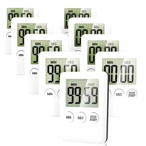 Weewooday 9 Pieces Digital Kitchen Timer with an Alarm Remind Function Magnetic Count Up and Countdown with Large LCD Display for Cooking, Fitness, Studying, Simple Operation Suitable for Kids and The Elderly