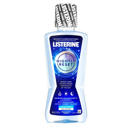 Listerine Nightly Reset Alcohol-Free Anticavity Nighttime Mouthwash, Deep Clean that Fights Bad Breath and Restores Enamel, Twilight Mint Flavor, 400mL