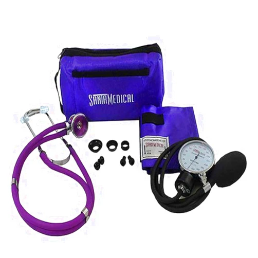 Santamedical Adult Deluxe Aneroid Sphygmomanometer with Stethoscope, Cuff and Carrying case Purple