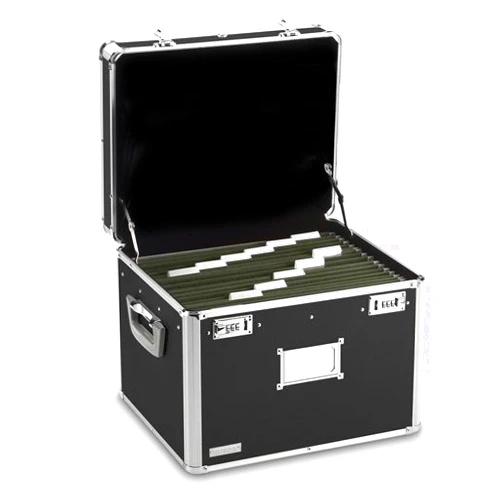 Vaultz Locking File Chest Storage Box, Letter/Legal, 17-1/2 x 14 x 12-1/2, Black by Vaultz