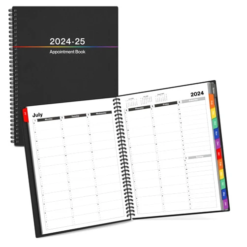 Dunwell Appointment Book 2024-2025, Colorful Hourly Schedule Book, July 2024-June 2025 Daily Planner, 8.5x11 Scheduler Book with Time Slots, Hourly Planner Apt Book Calendar for Weekly Appointments