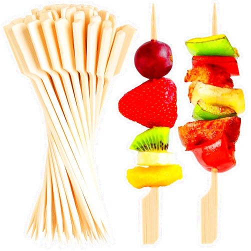 FATLODA 300PCS Cocktail Picks Bamboo Skewers For Appetizers, FATLODA Paddle Wooden Skewers, Fancy Flat Toothpicks For Appetizers, 4.7 IN Bamboo Sticks For Party Sandwich Fruit Charcuterie Boards Accessories