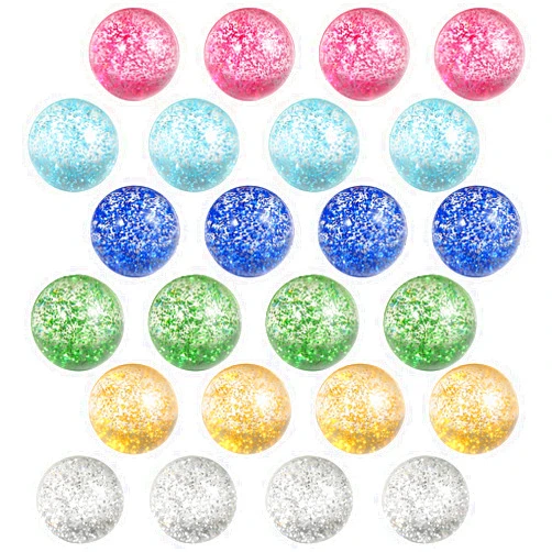 Pllieay 24pcs Bouncy Balls Glitter Bounce Balls, 32mm 6 Colors Bouncy Balls for Kids, Party Favors and Goodie Bag Fillers for Prizes, Pinata Stuffers, Classroom Prizes