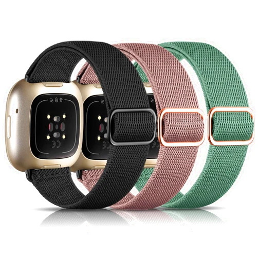 Maledan Bands Compatible with Fitbit Versa 3/ Sense/Versa 4/ Sense 2 Watch Band Men and Women, Adjustable Stretchy Fabric Sport Wristband for Fitbit Versa 3 Watch and Fitbit Sense Smartwatch Bands